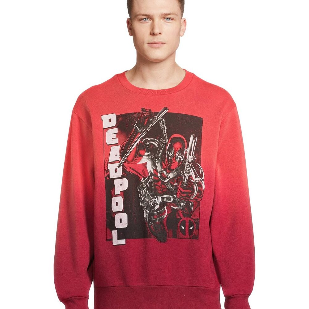 Deadpool Men's Graphic Crewneck Sweatshirt, Red, X-Large, NWT